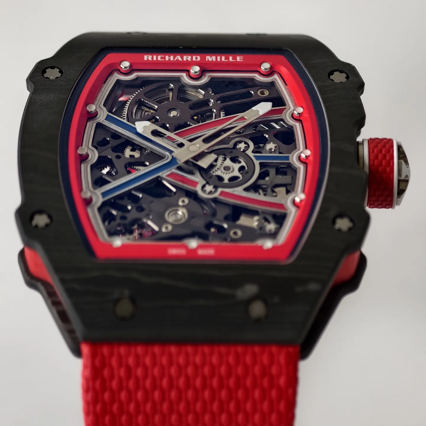 UMI RM 67-02 Sebastien Ogier Black Forged Carbon Red Fabric Strap Replica Watch Dial Detail 2