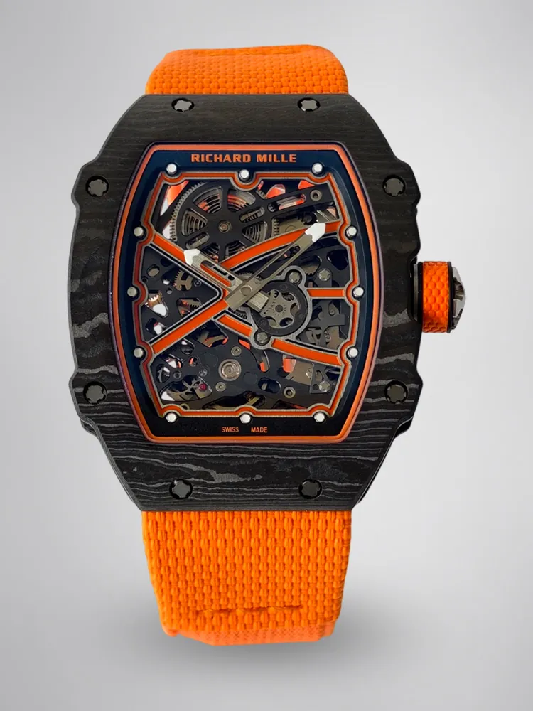 UMI Richard Mille RM 67-02 McLaren Lando Norris Black Carbon TPT Orange Fabric Strap Replica Watch First Image