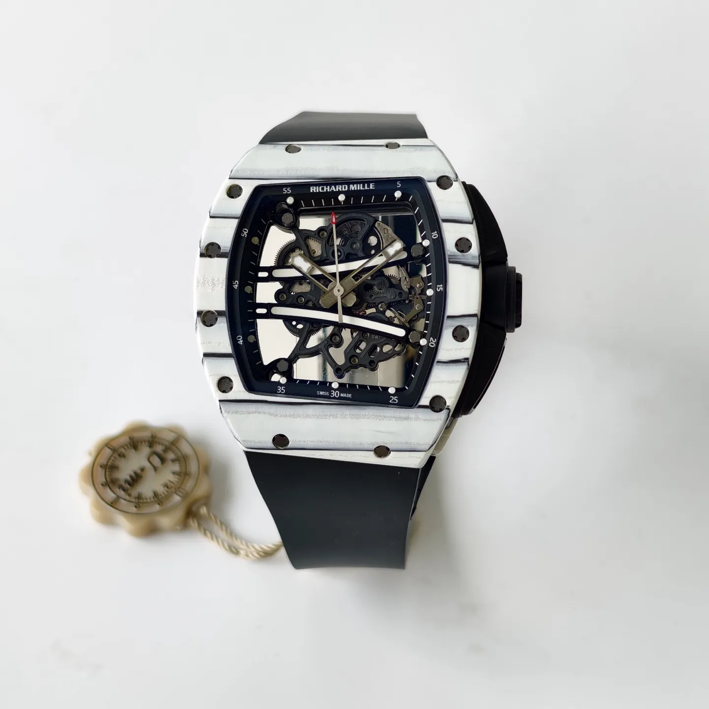 UMI RM 61-01 Yohan Blake Skeleton Dial White Forged Carbon Sports Replica Watch Front View