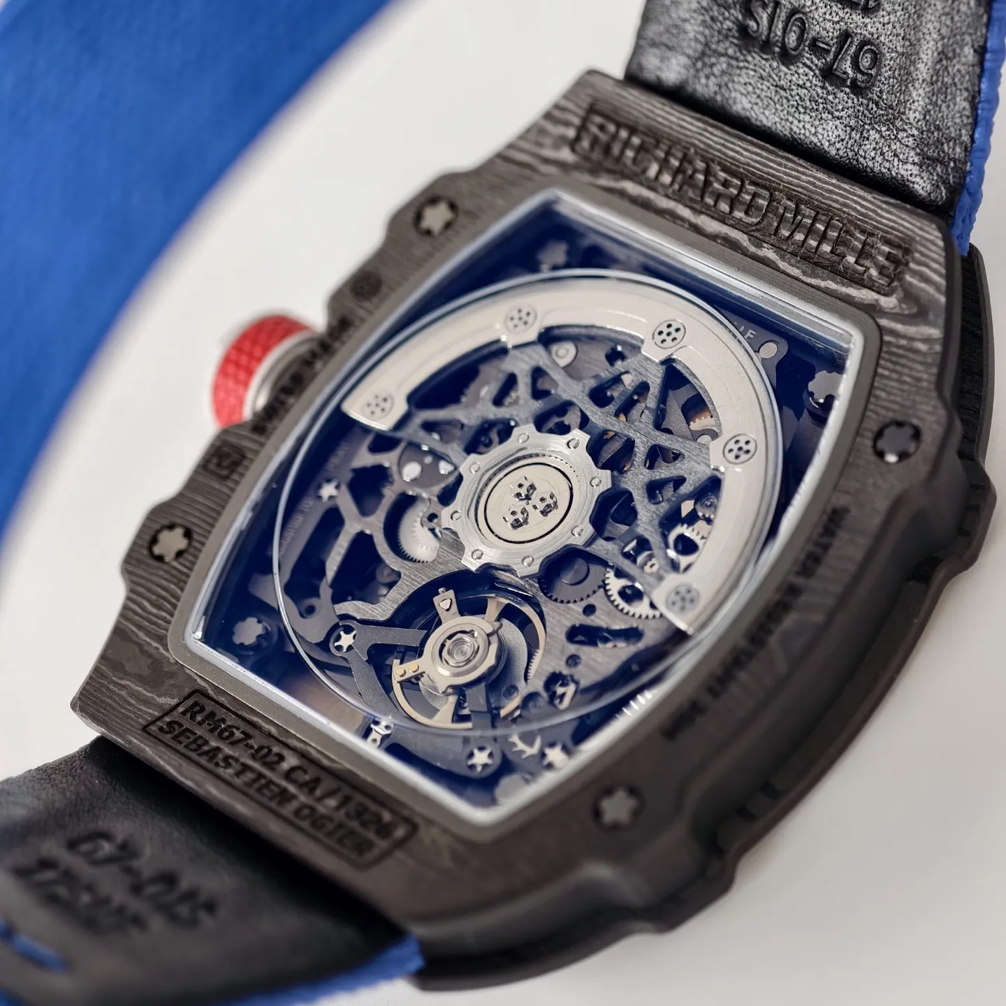 UMI Richard Mille RM 67-02 Automatic Carbon TPT Case Blue Elastic Fabric Strap Replica Watch Back View