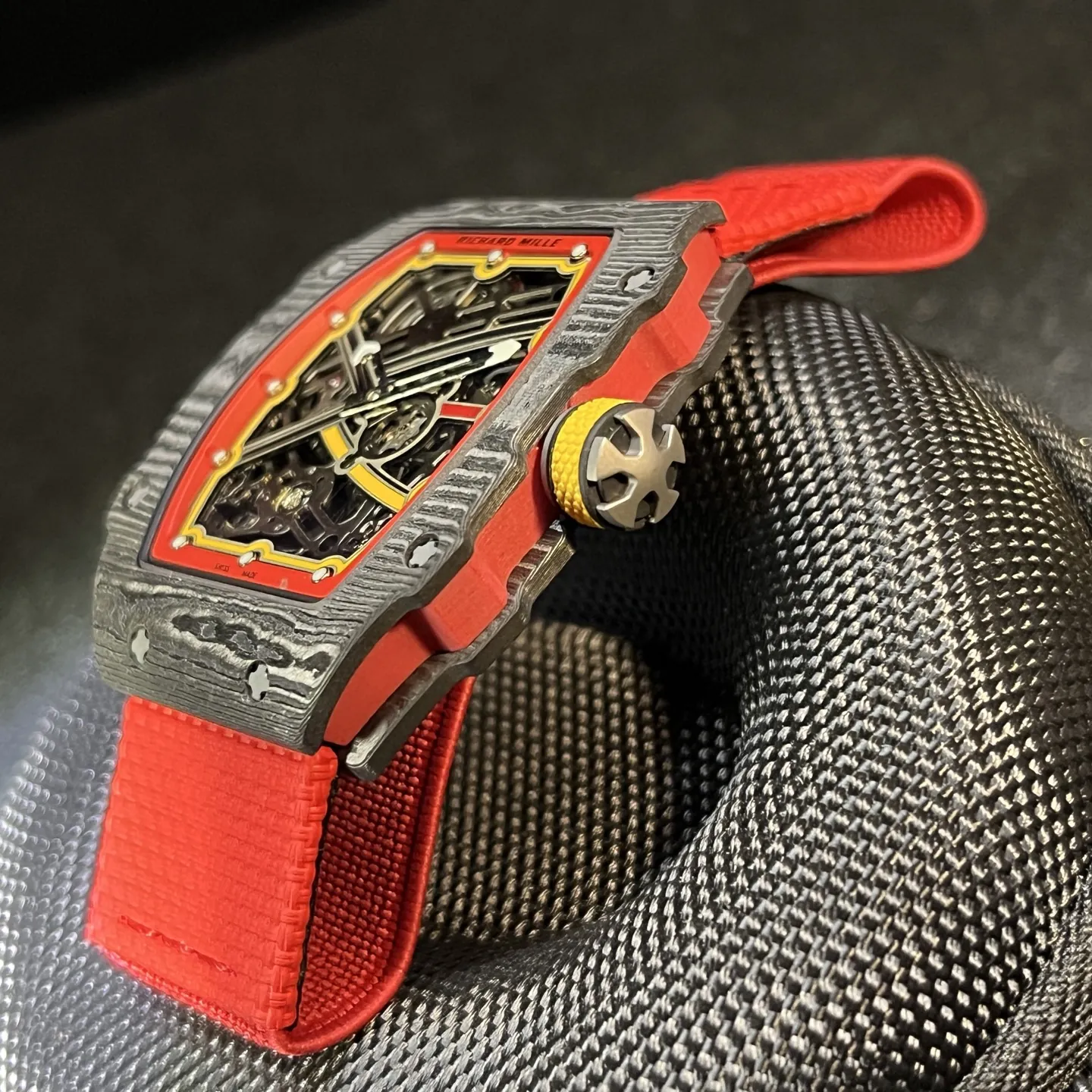 UMI RM 67-02 Alexander Zverev Skeleton Red Dial Red Strap Carbon Fiber Sports Replica Watch Right View