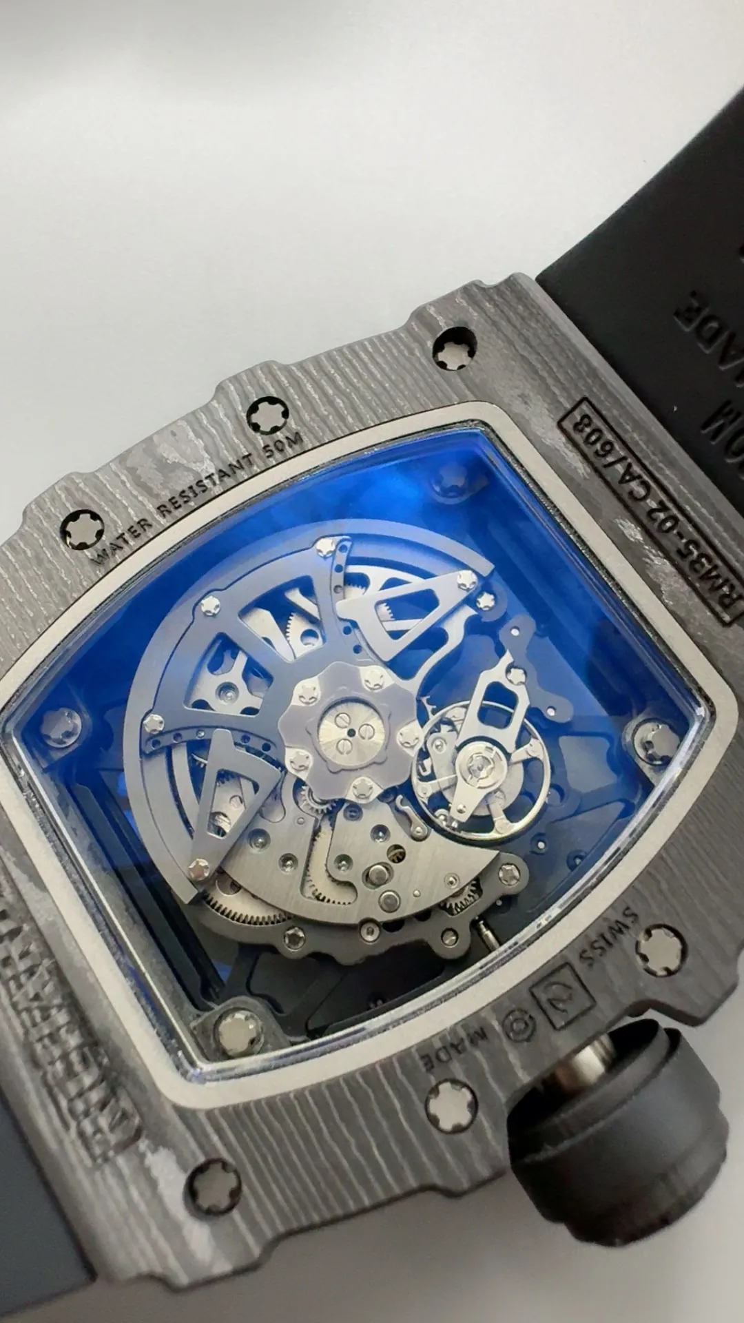 UMI Richard Mille Replica RM 35-02 Rafael Nadal Carbon TPT Black Strap RMAL1 Automatic Movement - Rear View