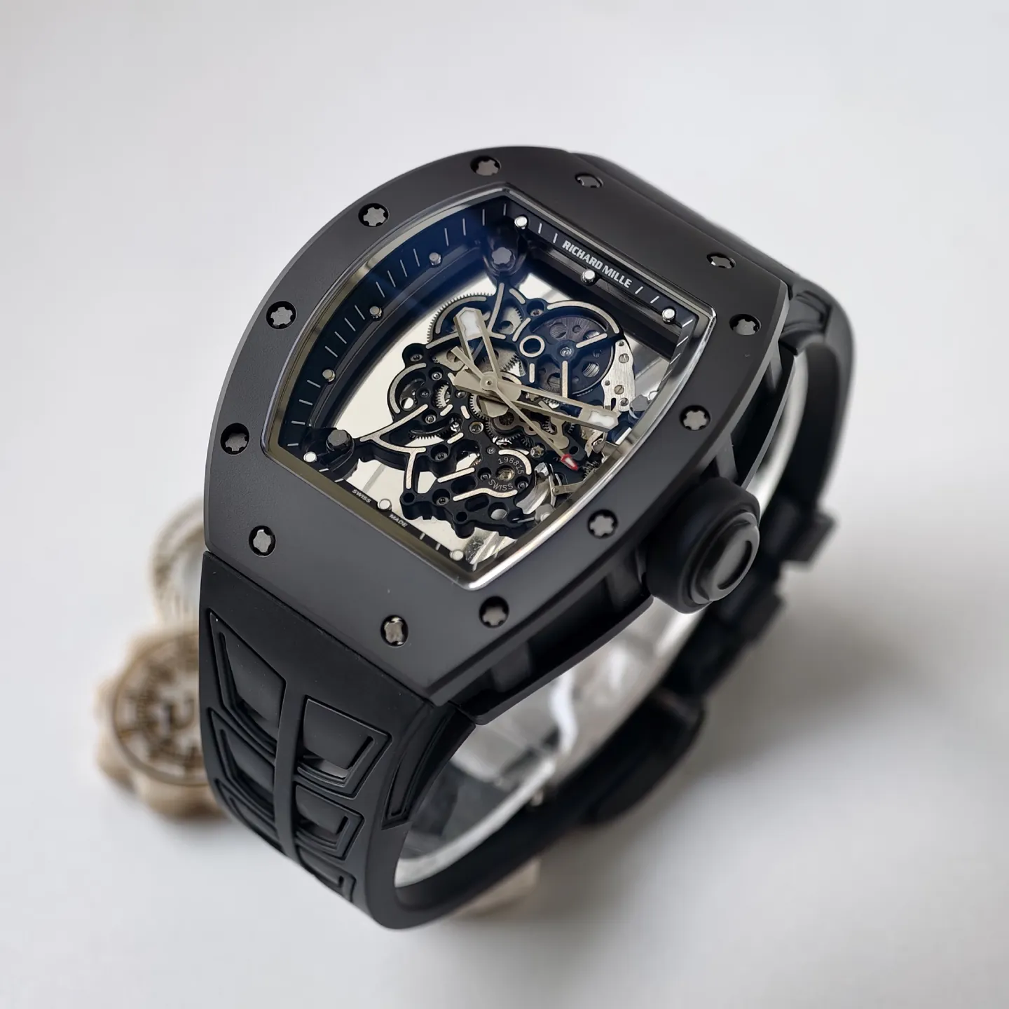 UMI Richard Mille RM 055 Bubba Watson Black Ceramic Skeleton RMUL2 Super Clone Watch - Side detail 1