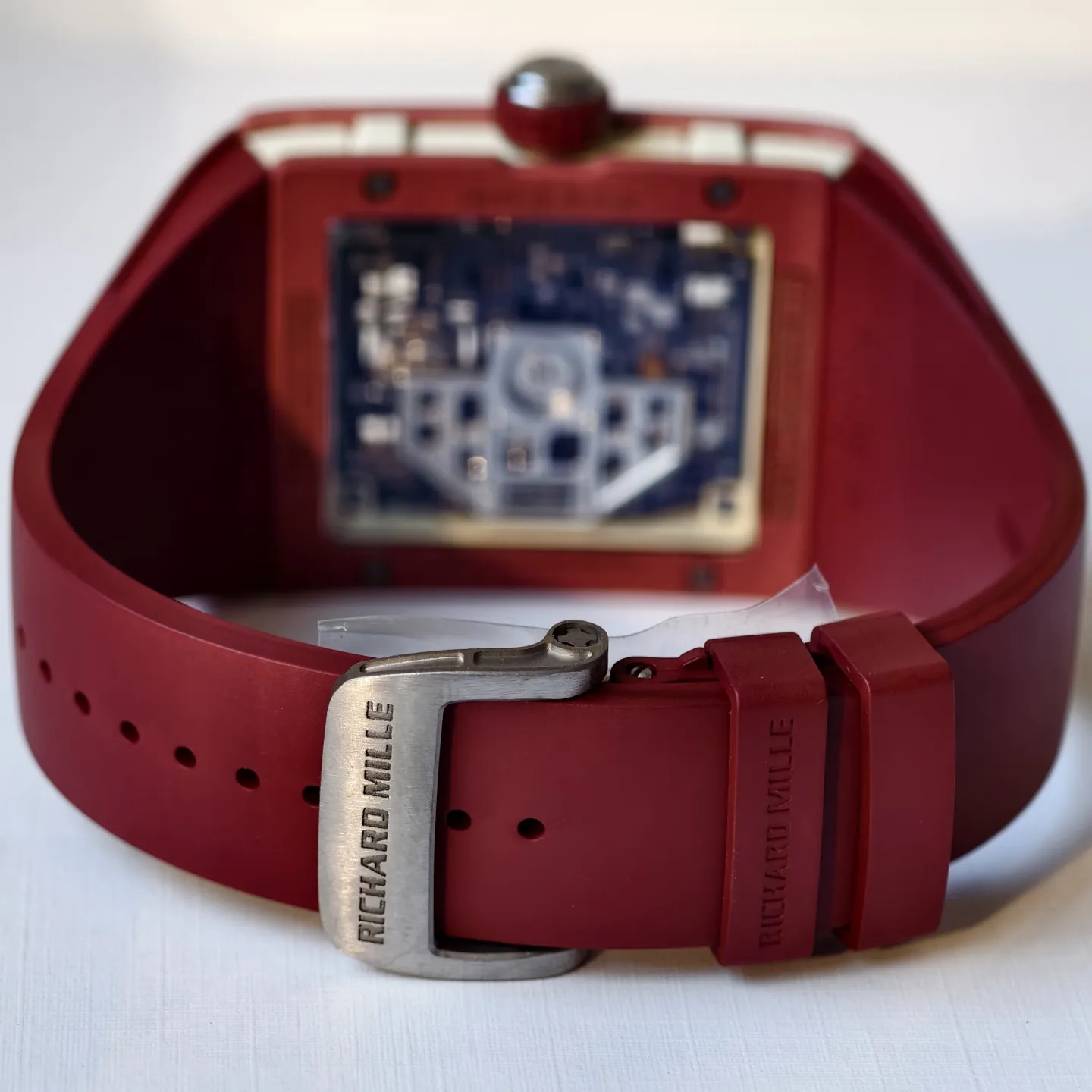 UMI Richard Mille RM 16-02 Terracotta Quartz TPT Skeleton Red Rubber Strap Replica Watch Strap