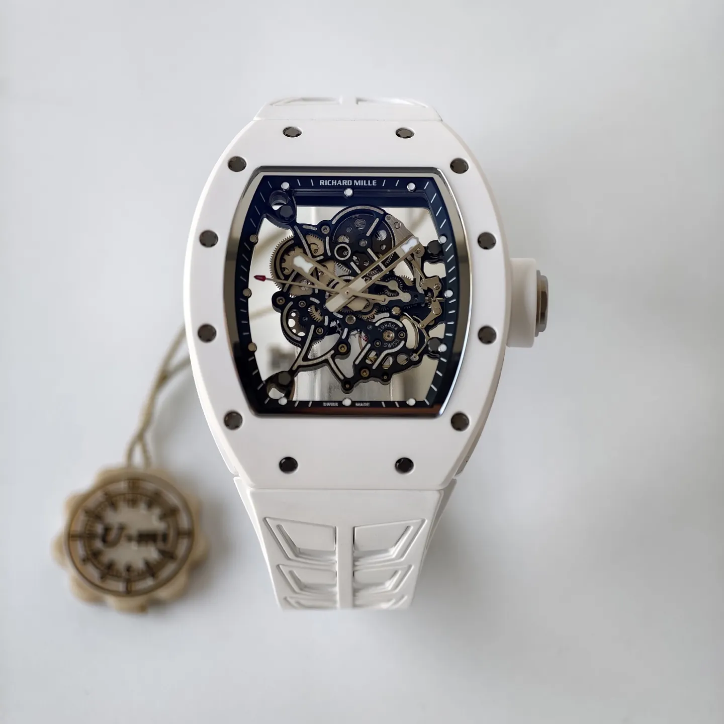 UMI Richard Mille RM 055 Bubba Watson White Ceramic RMUL2 Movement Replica Watch - Front view