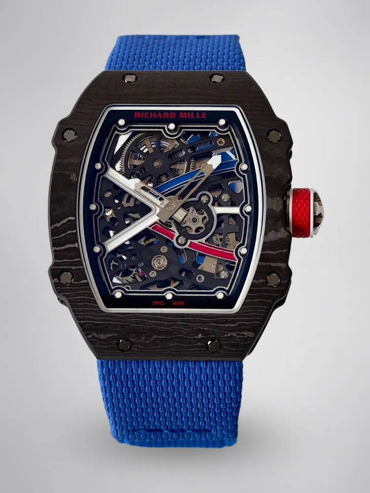 UMI Richard Mille RM 67-02 Automatic Carbon TPT Case Blue Elastic Fabric Strap Replica Watch First Image