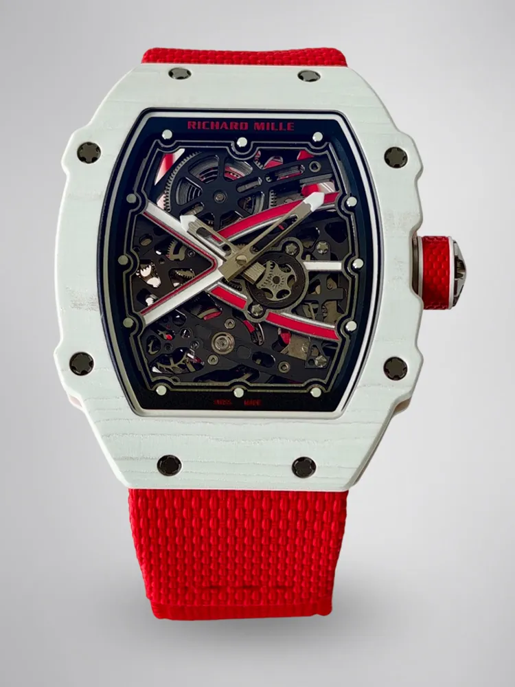 UMI RM 67-02 Charles Leclerc Skeleton Dial White Carbon Red Fabric Strap Replica Watch First Image