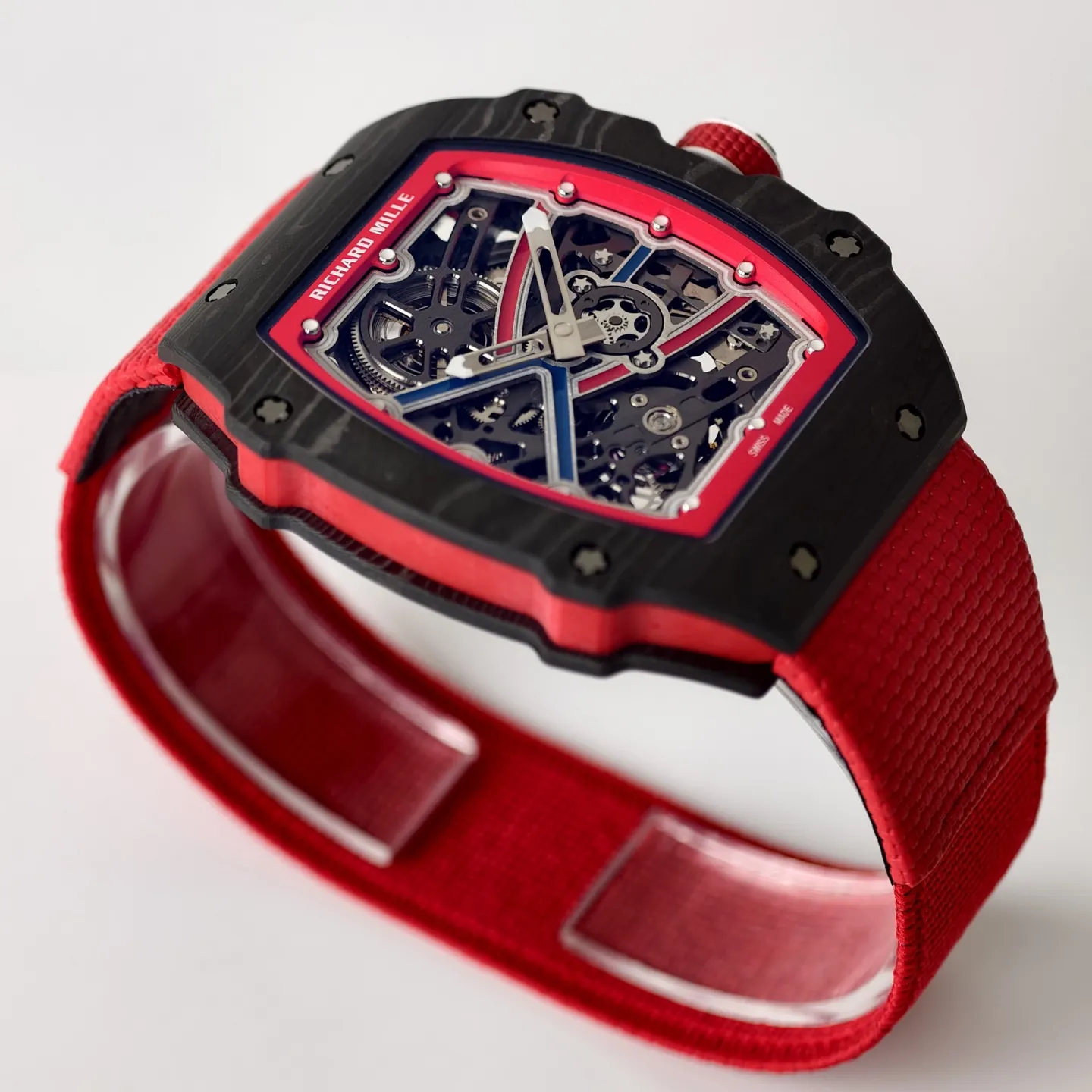 UMI RM 67-02 Sebastien Ogier Black Forged Carbon Red Fabric Strap Replica Watch Side View 1