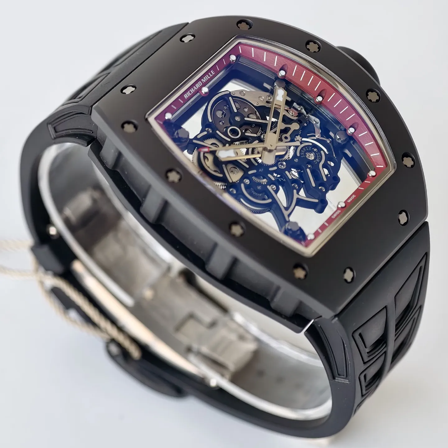 UMI Richard Mille RM 055 Bubba Watson Best Replica with Black Ceramic Case Red Flange RMUL2 Movement - Side view