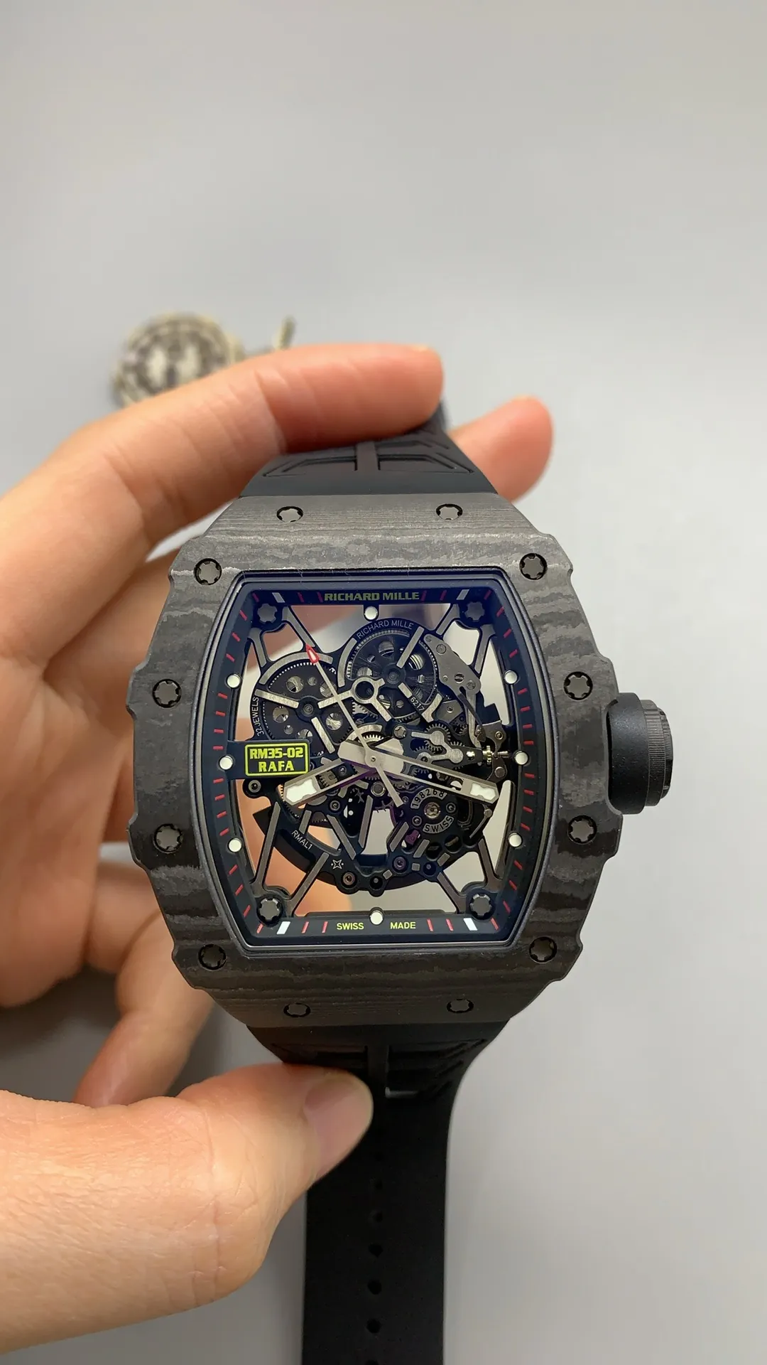UMI Richard Mille Replica RM 35-02 Rafael Nadal Carbon TPT Black Strap RMAL1 Automatic Movement - Dial Detail 1