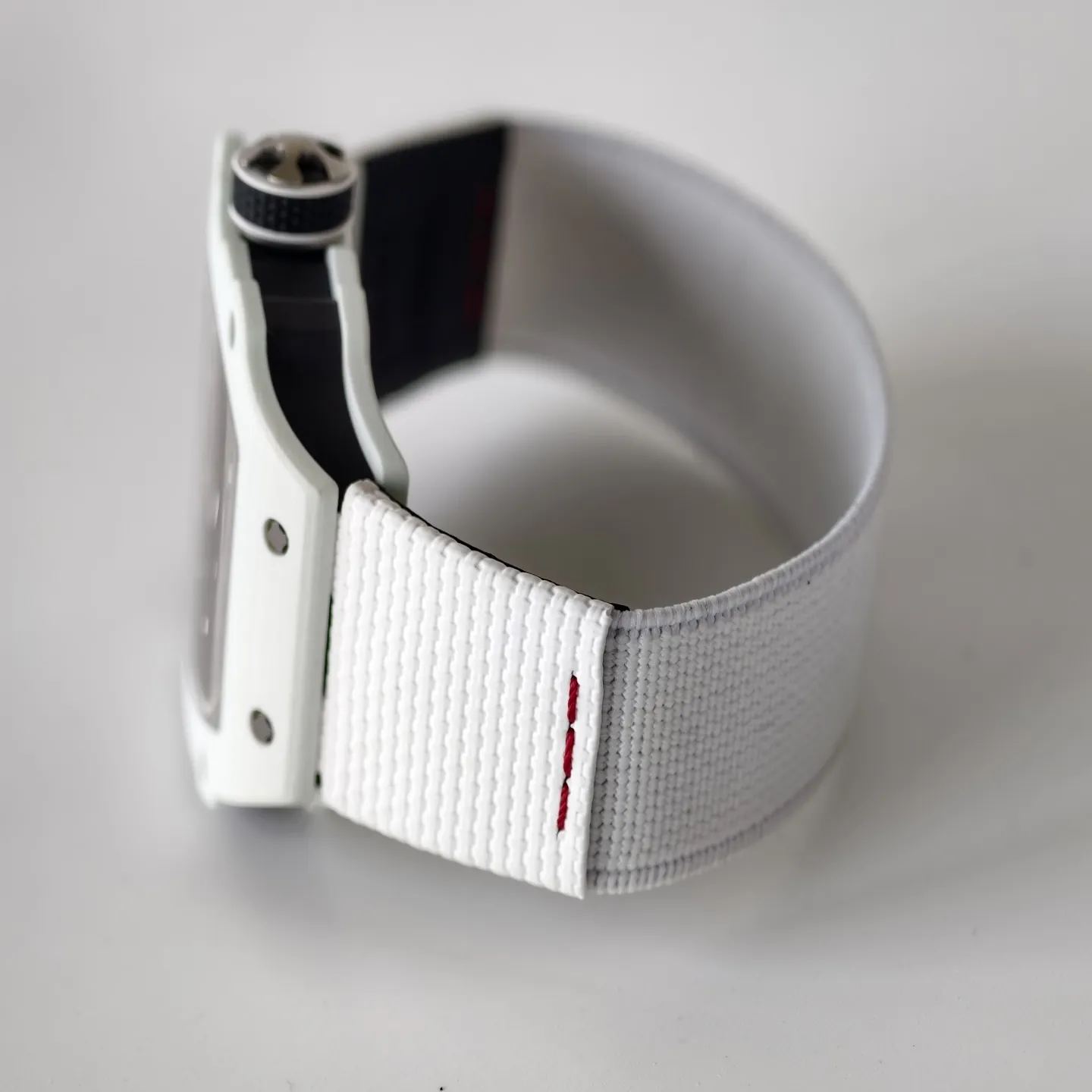 UMI RM 67-02 White Quartz TPT Carbon Case White Fabric Strap Skeleton Replica Watch Strap