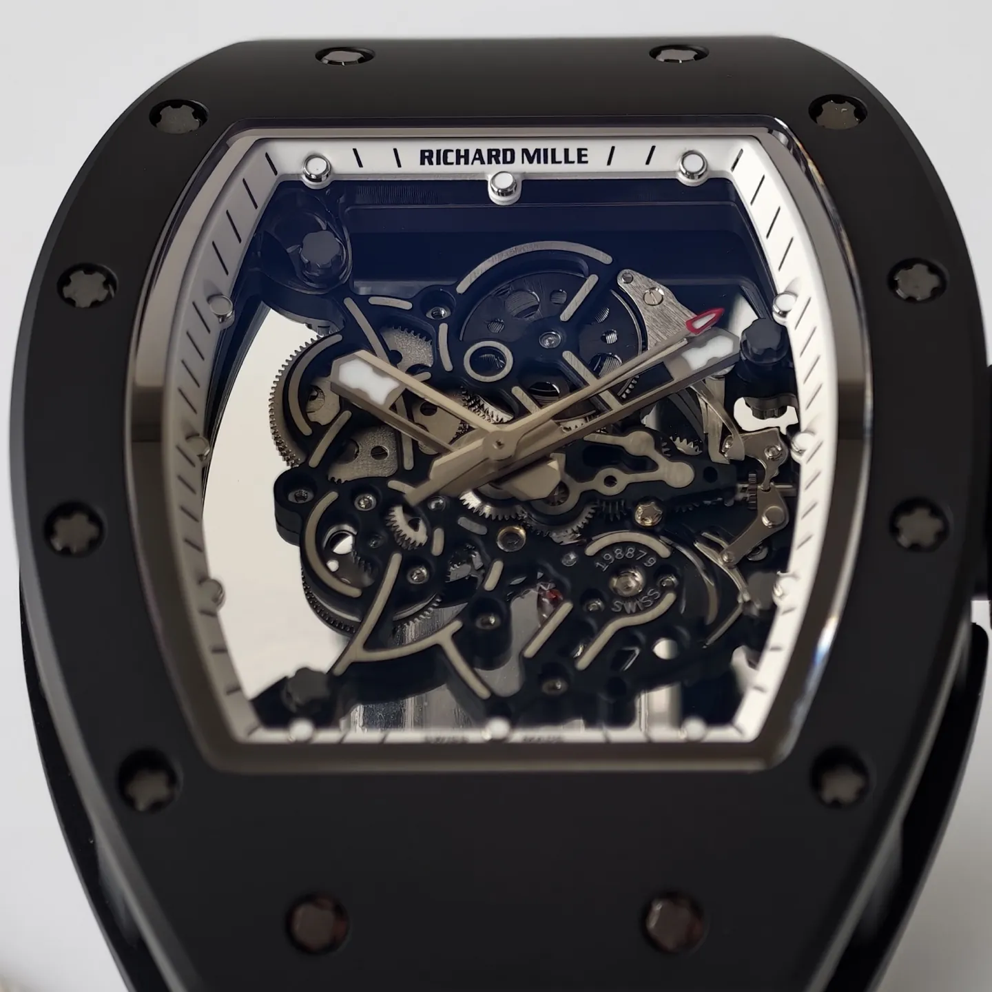 UMI Richard Mille RM 055 Bubba Watson Black Ceramic White Flange Replica Watch - Dial Detail 2