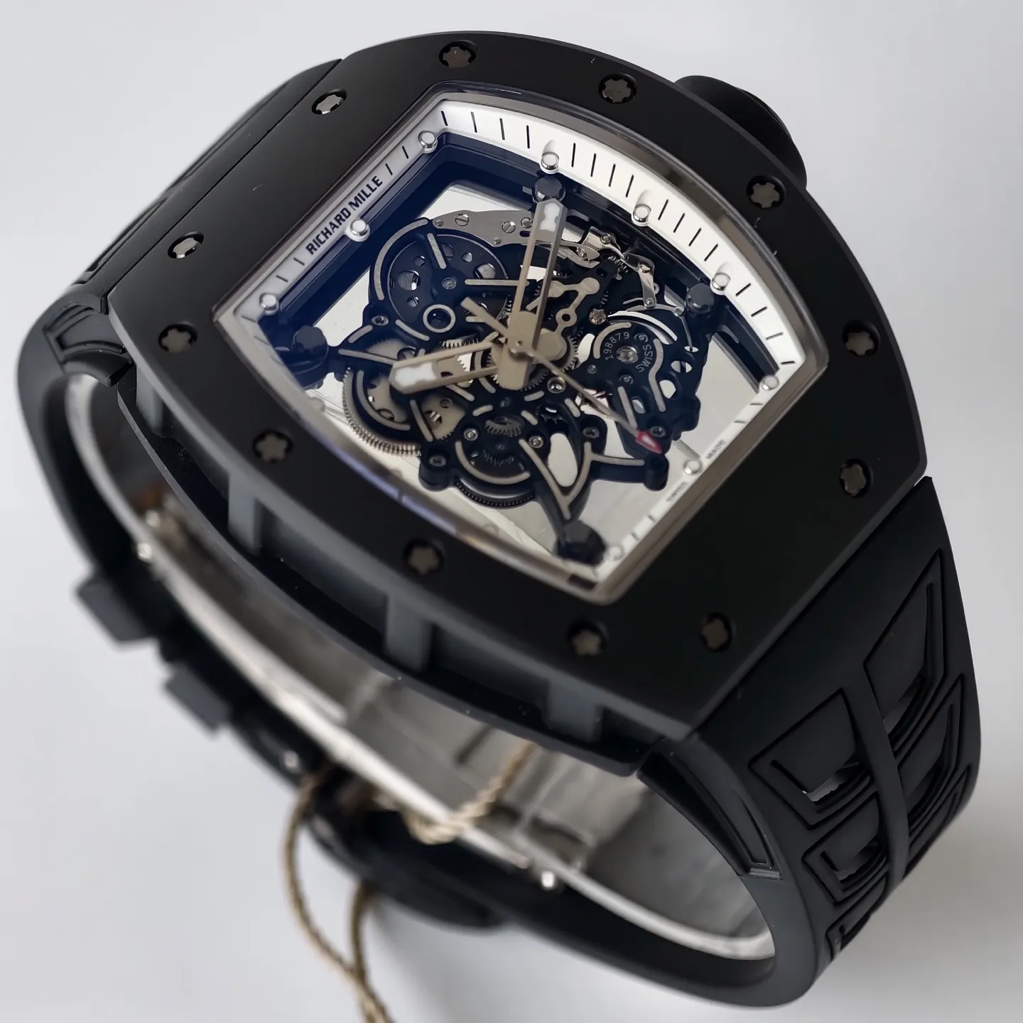 UMI Richard Mille RM 055 Bubba Watson Black Ceramic White Flange Replica Watch - Side View