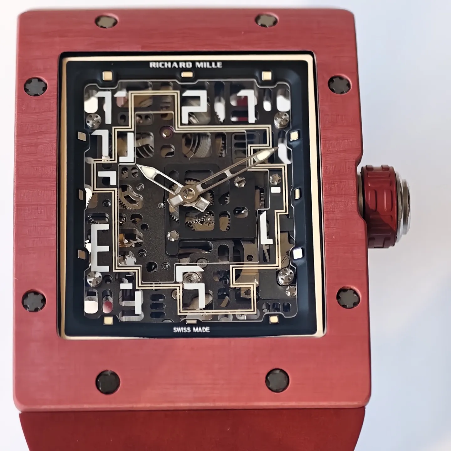 UMI Richard Mille RM 16-02 Terracotta Quartz TPT Skeleton Red Rubber Strap Replica Watch Dial Detail 2