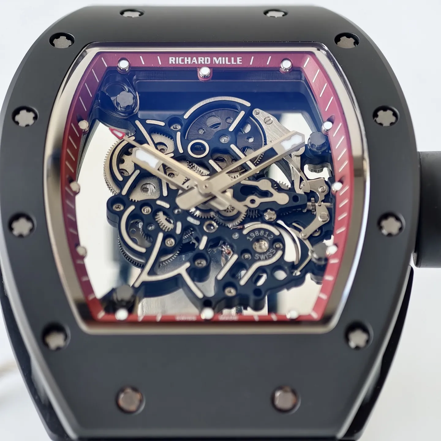 UMI Richard Mille RM 055 Bubba Watson Best Replica with Black Ceramic Case Red Flange RMUL2 Movement - Dial detail 2