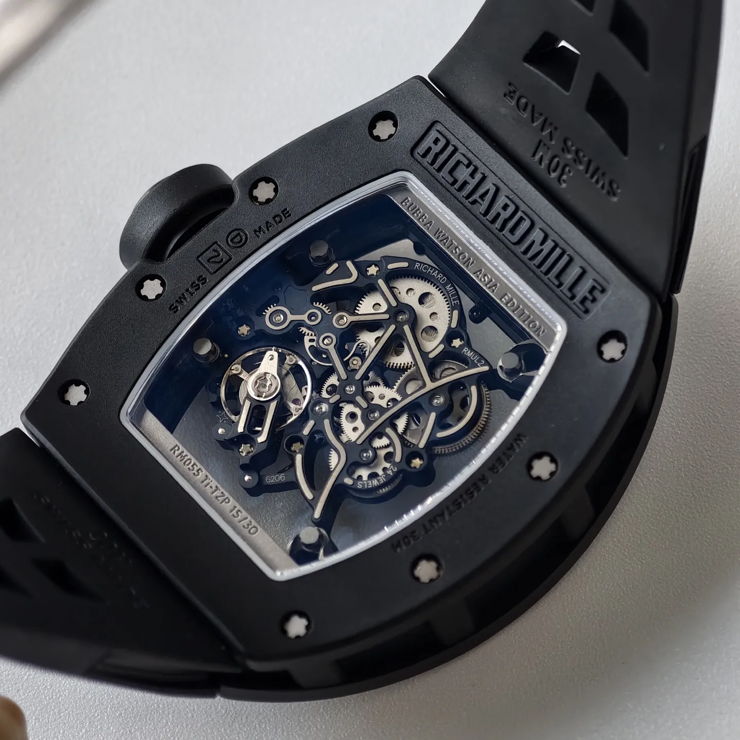 UMI Richard Mille RM 055 Bubba Watson Black Ceramic Skeleton RMUL2 Super Clone Watch - Back view