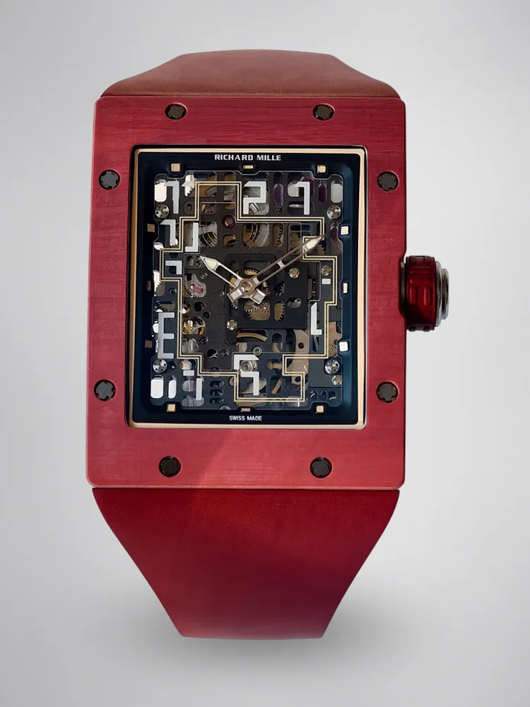 UMI Richard Mille RM 16-02 Terracotta Quartz TPT Skeleton Red Rubber Strap Replica Watch First Image