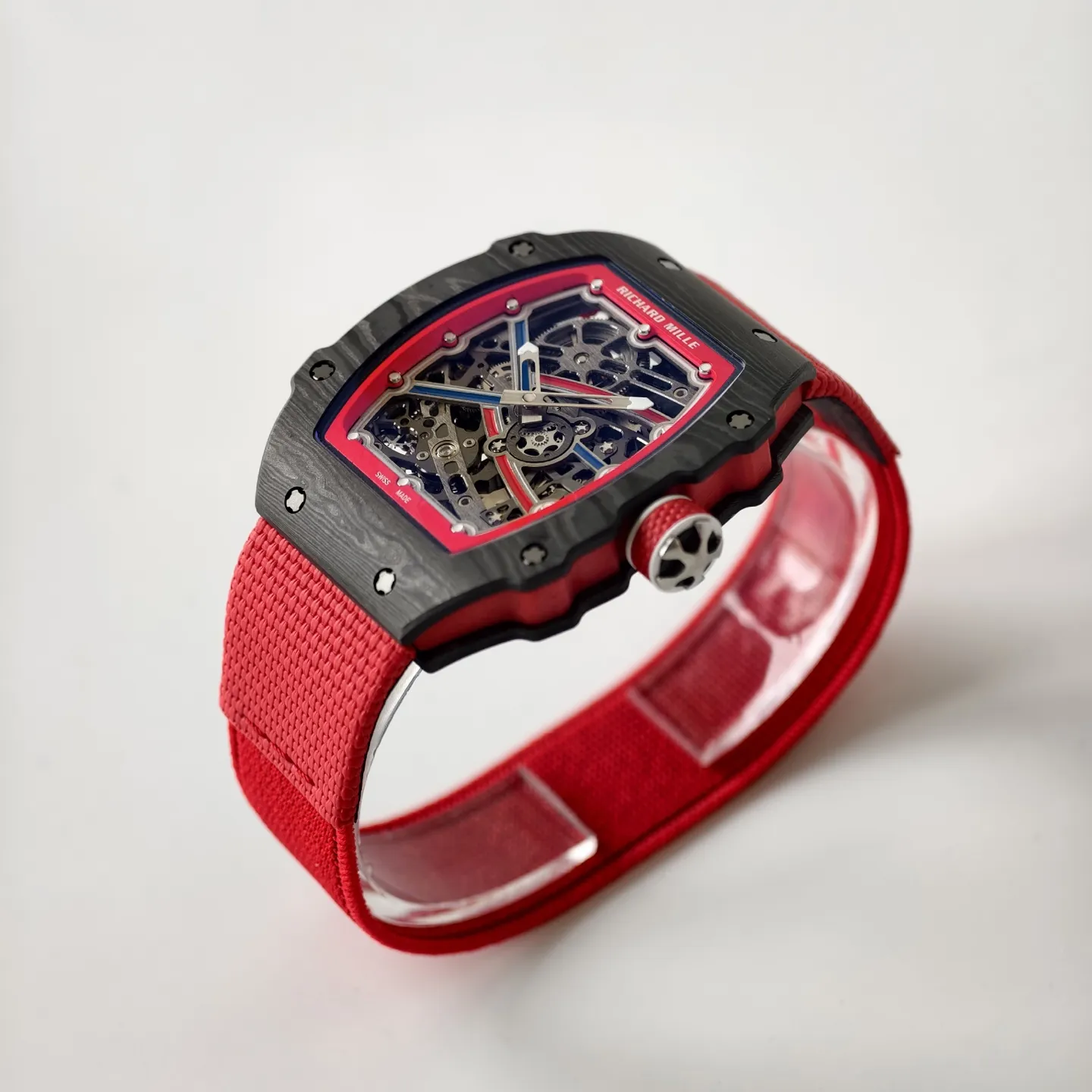 UMI RM 67-02 Sebastien Ogier Black Forged Carbon Red Fabric Strap Replica Watch Side View 2