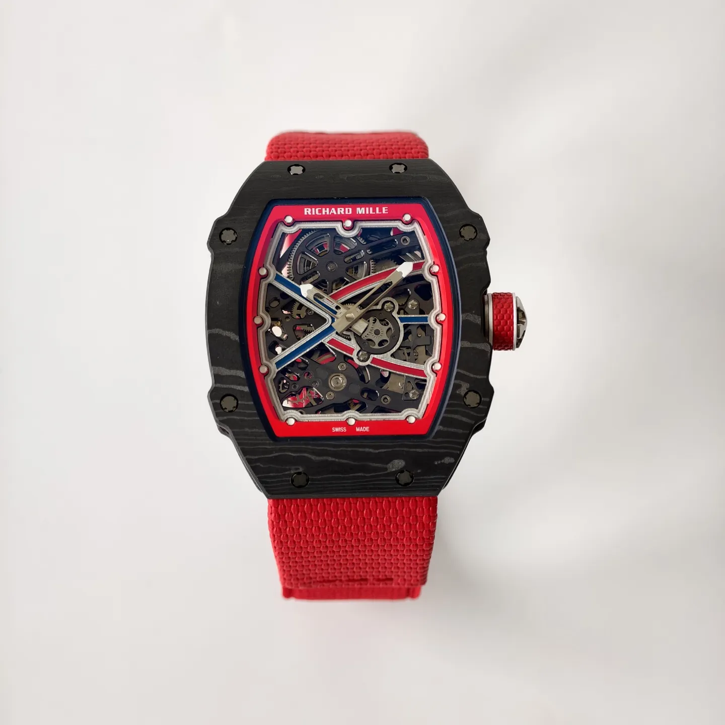 UMI RM 67-02 Sebastien Ogier Black Forged Carbon Red Fabric Strap Replica Watch Front View