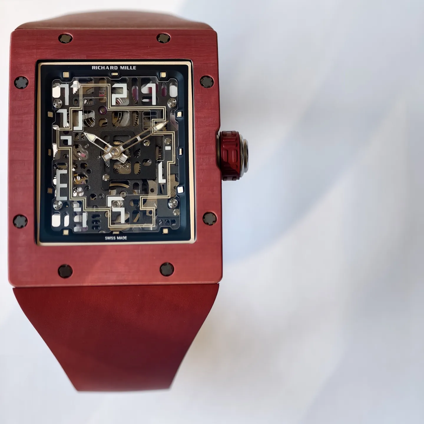 UMI Richard Mille RM 16-02 Terracotta Quartz TPT Skeleton Red Rubber Strap Replica Watch Dial Detail 1