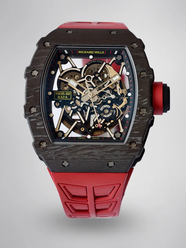 UMI Richard Mille RM 35-02 Rafael Nadal Carbon TPT Super Clone Watch -  Red Strap - Main Image