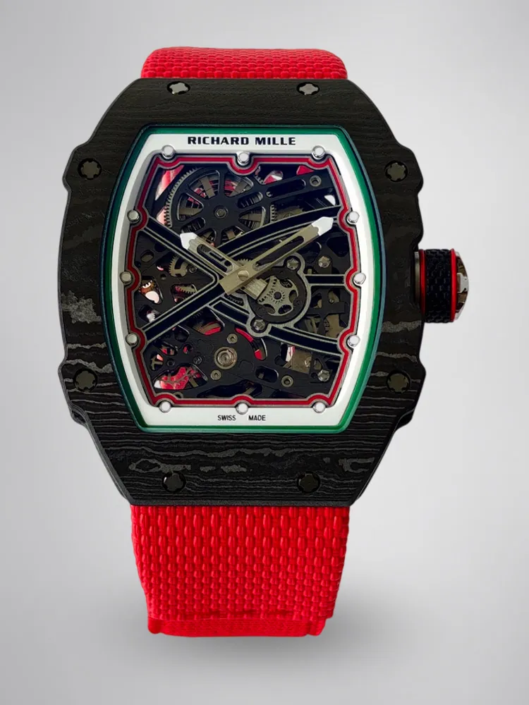 UMI Richard Mille RM 67-02 Extra Flat Italy Carbon TPT Skeleton Red Fabric Strap Replica Watch First Image