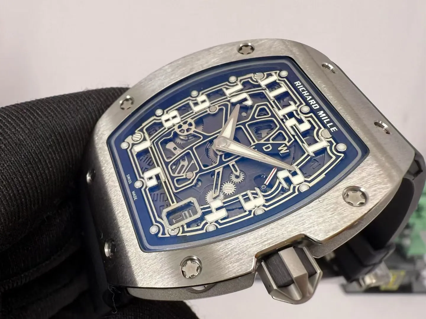 Best Super Clone Richard Mille RM 67-01 Ultra Thin Automatic 7.75mm Titanium Skeleton Watch - Titanium - Dial Detail 2