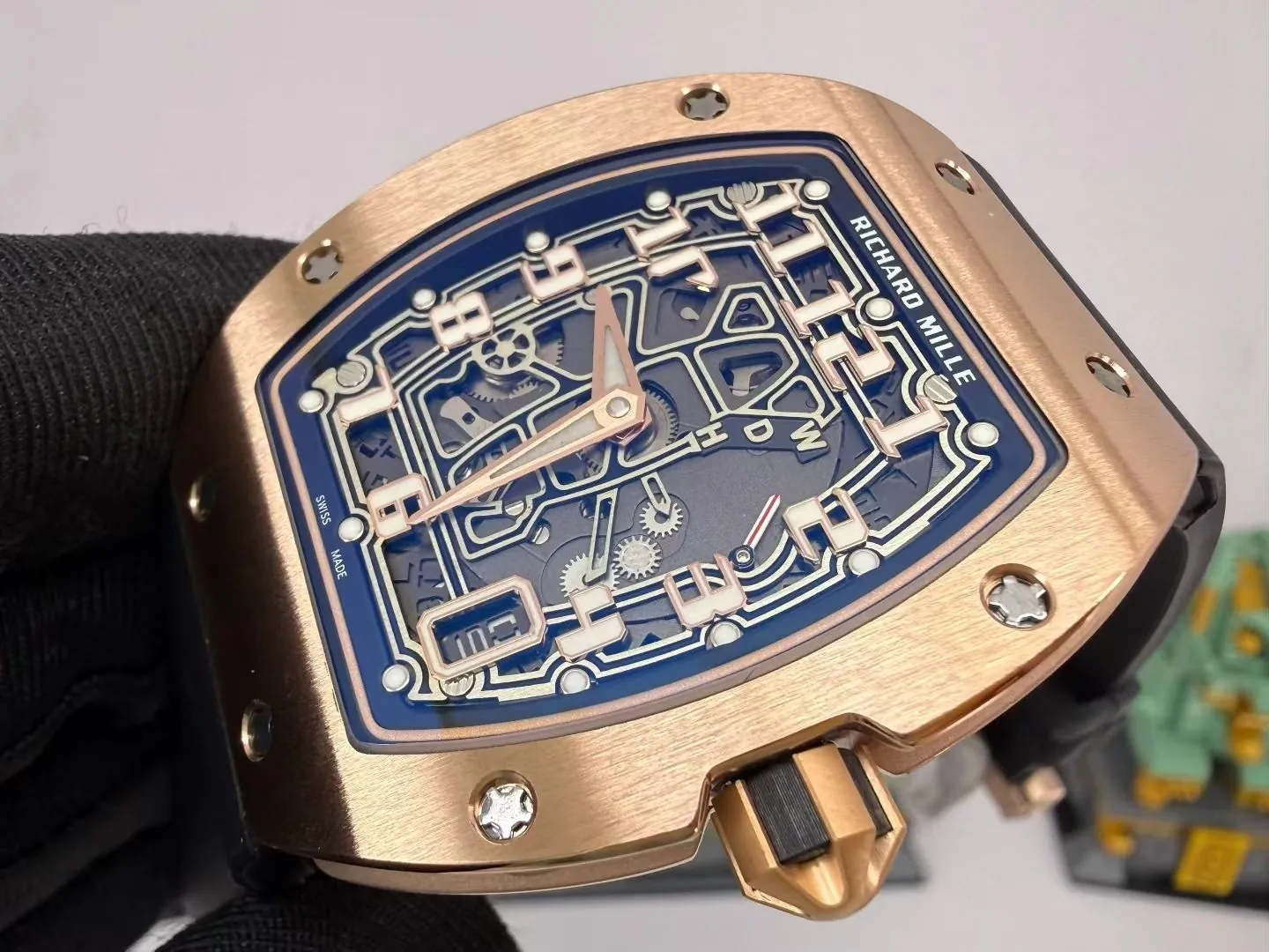 Best Super Clone Richard Mille RM 67-01 Ultra Thin Automatic 7.75mm Titanium Skeleton Watch - Rose Gold Titanium - Dial Detail 2