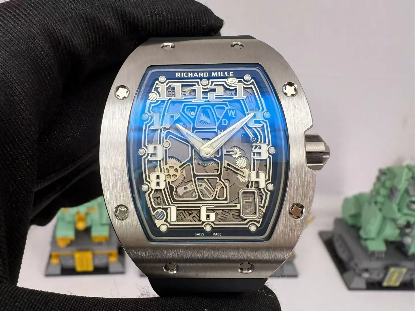 Best Super Clone Richard Mille RM 67-01 Ultra Thin Automatic 7.75mm Titanium Skeleton Watch - Titanium - Front View