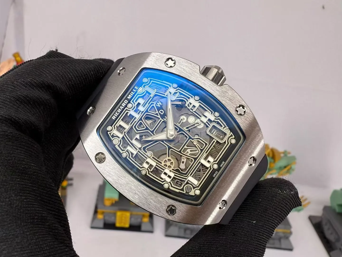 Best Super Clone Richard Mille RM 67-01 Ultra Thin Automatic 7.75mm Titanium Skeleton Watch - Titanium - Dial Detail 1