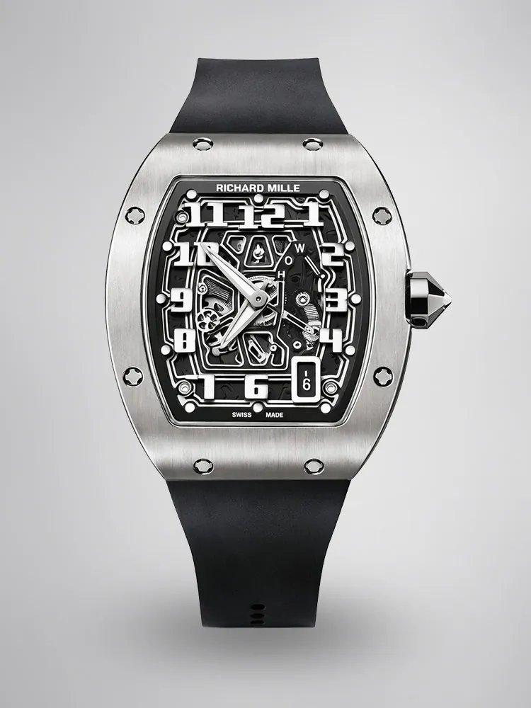Best Super Clone Richard Mille RM 67-01 Ultra Thin Automatic 7.75mm Titanium Skeleton Watch - Titanium - Main Image