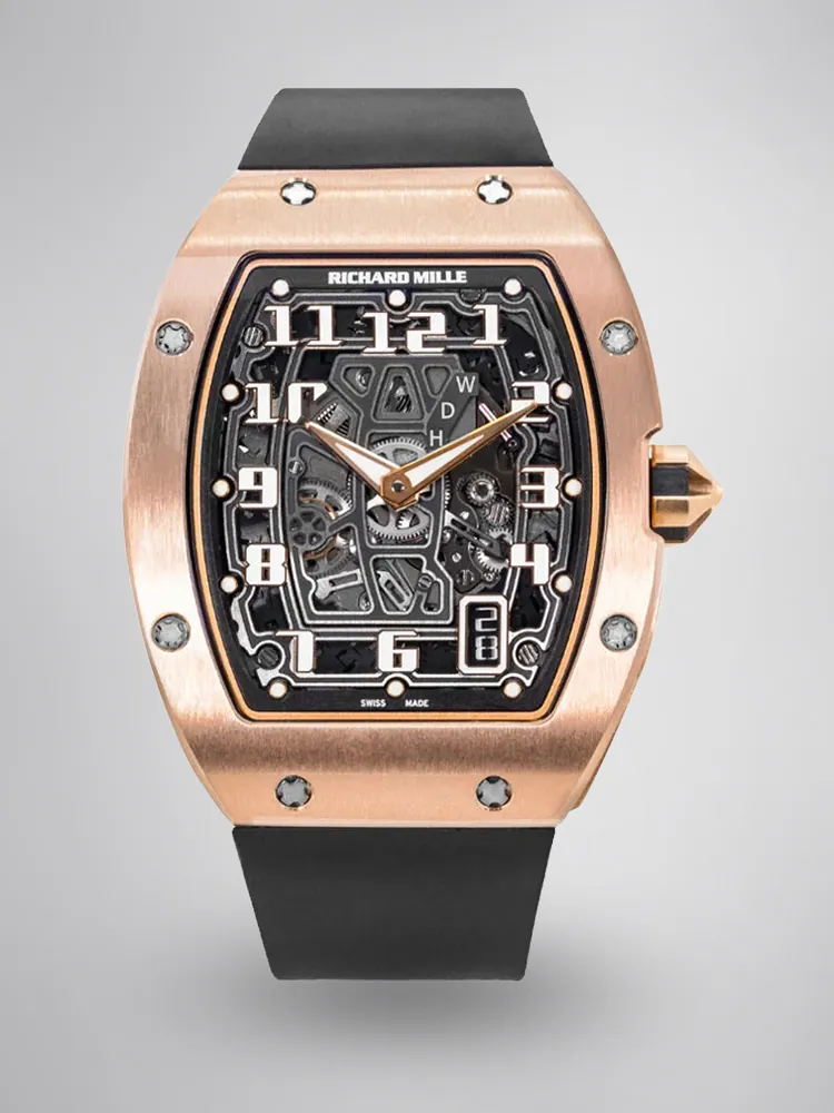 Best Super Clone Richard Mille RM 67-01 Ultra Thin Automatic 7.75mm Titanium Skeleton Watch - Rose Gold Titanium - Main Image