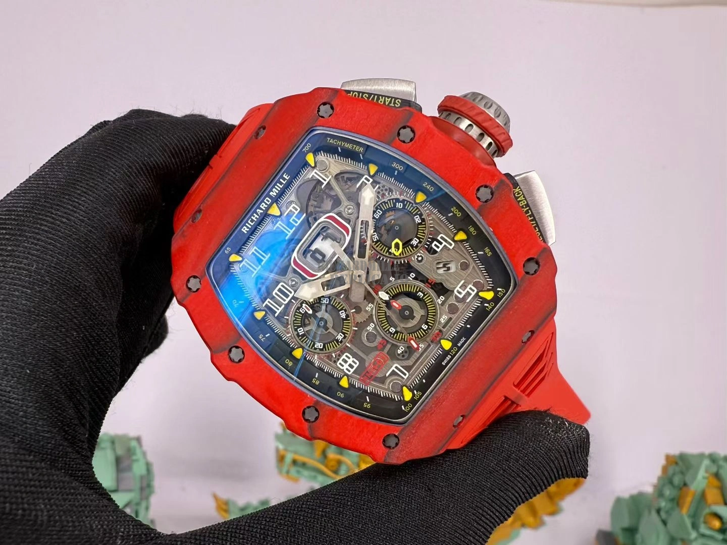 Richard Mille RM 11-03 Red Carbon Fiber Full Skeleton RMAC3 Automatic Replica Watch - Front view