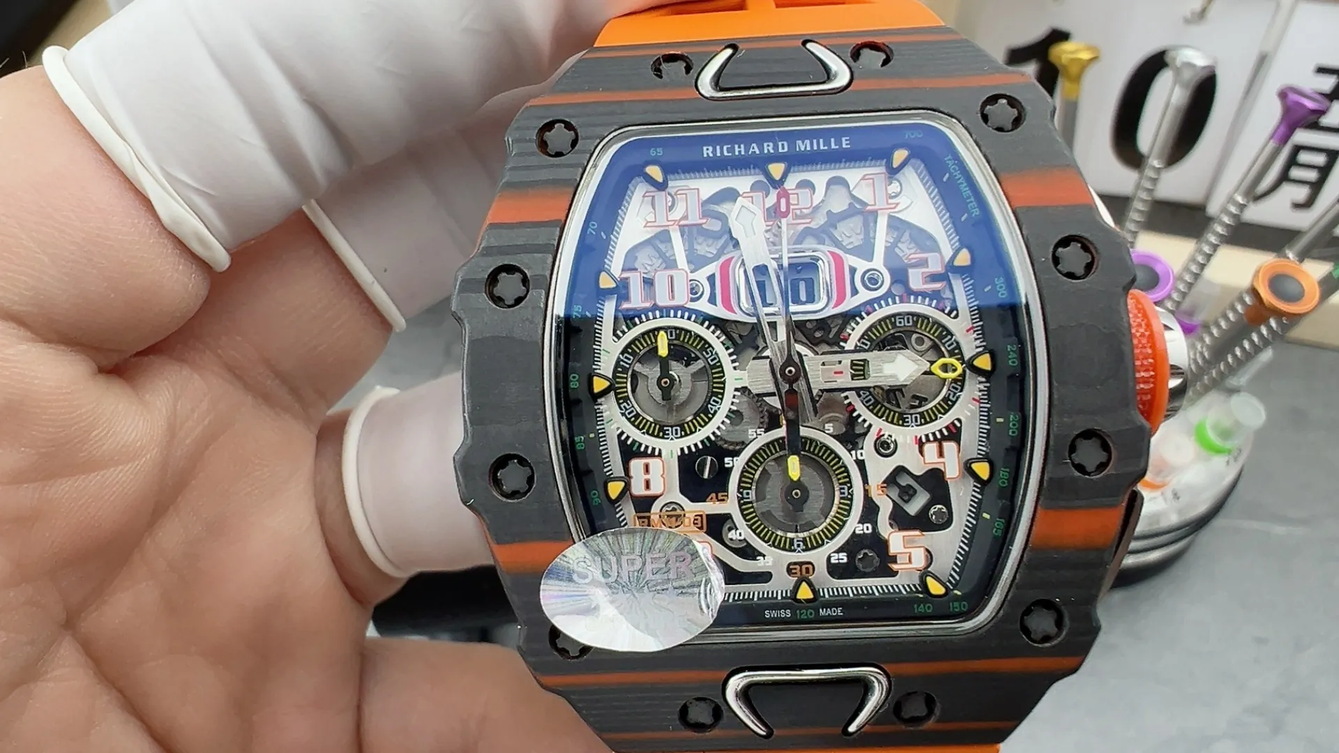Richard Mille RM 11-03 Black Orange NTPT Carbon Fiber Automatic Replica Watch - Front detail 1