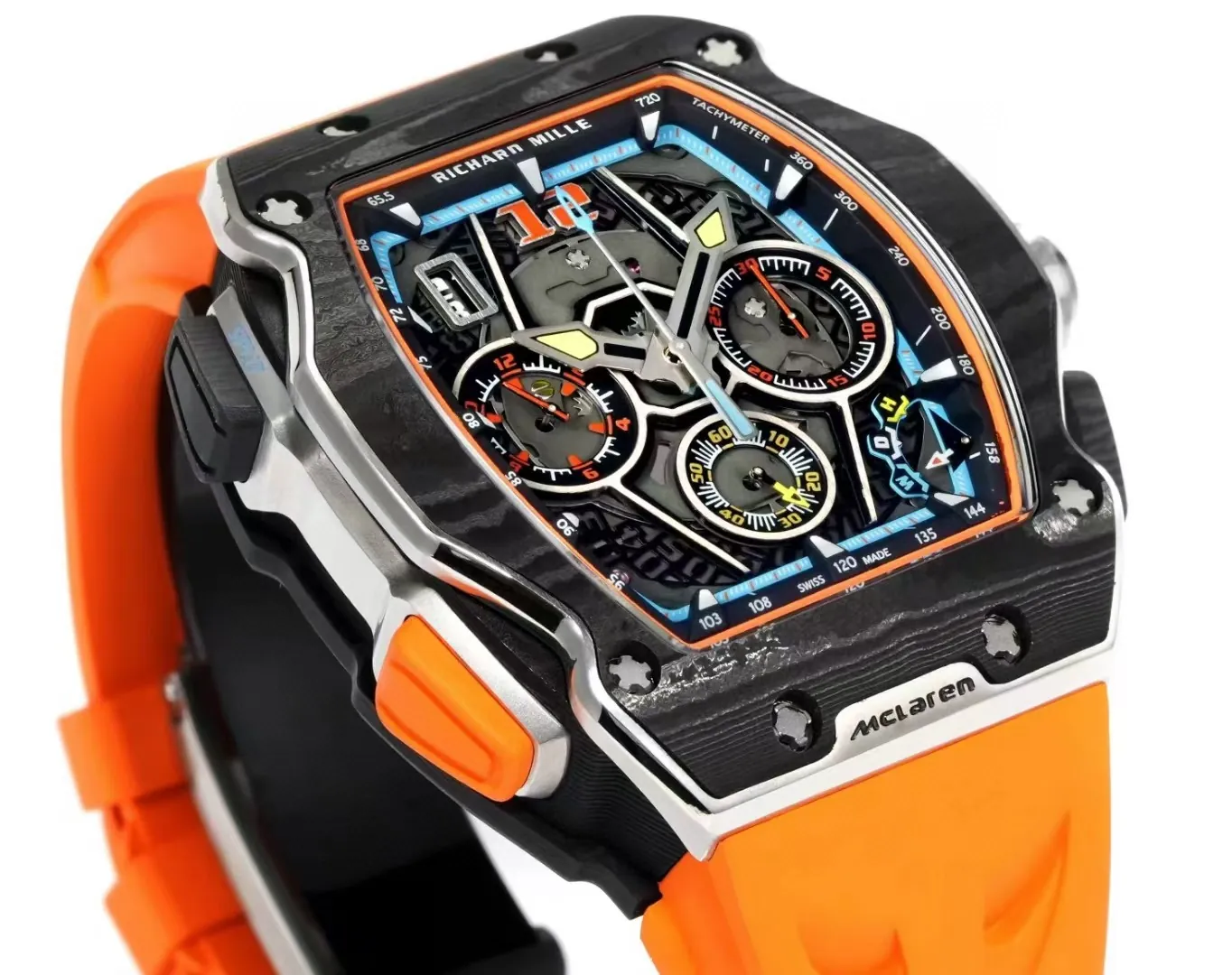 Replica Richard Mille RM 65-01 McLaren W1 Automatic Chronograph Super Clone Watch – Orange - Dial Detail 3