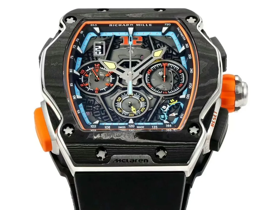 Replica Richard Mille RM 65-01 McLaren W1 Carbon TPT Automatic Chronograph Watch - Dial Detail 2