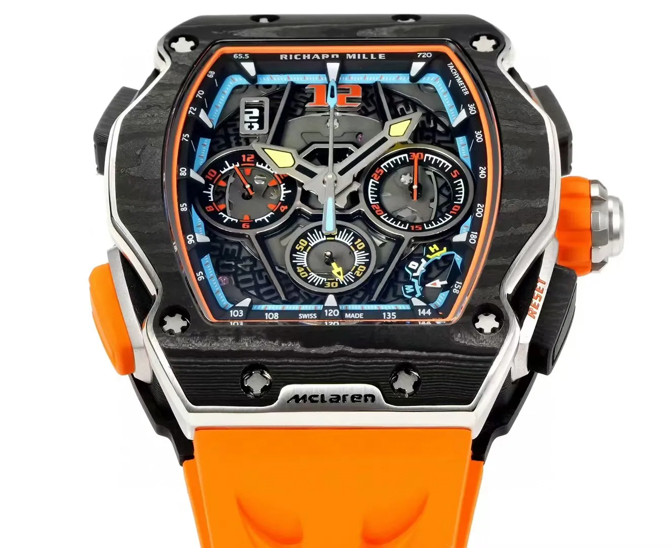 Replica Richard Mille RM 65-01 McLaren W1 Automatic Chronograph Super Clone Watch – Orange - Dial Detail 2