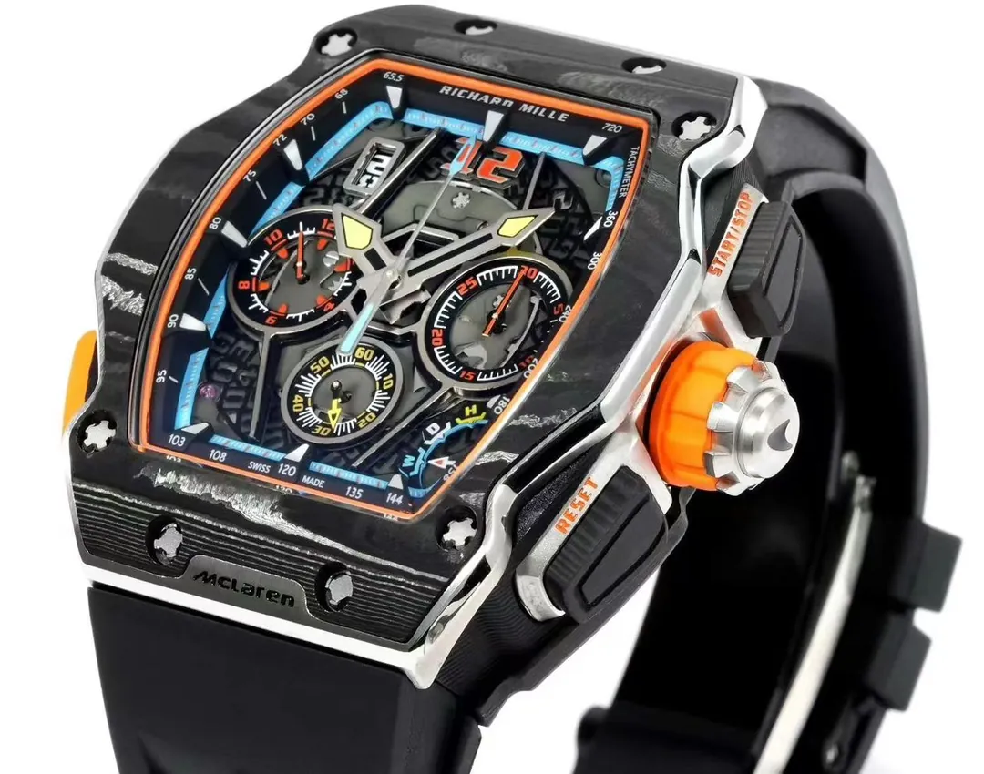 Replica Richard Mille RM 65-01 McLaren W1 Carbon TPT Automatic Chronograph Watch - Dial Detail 3