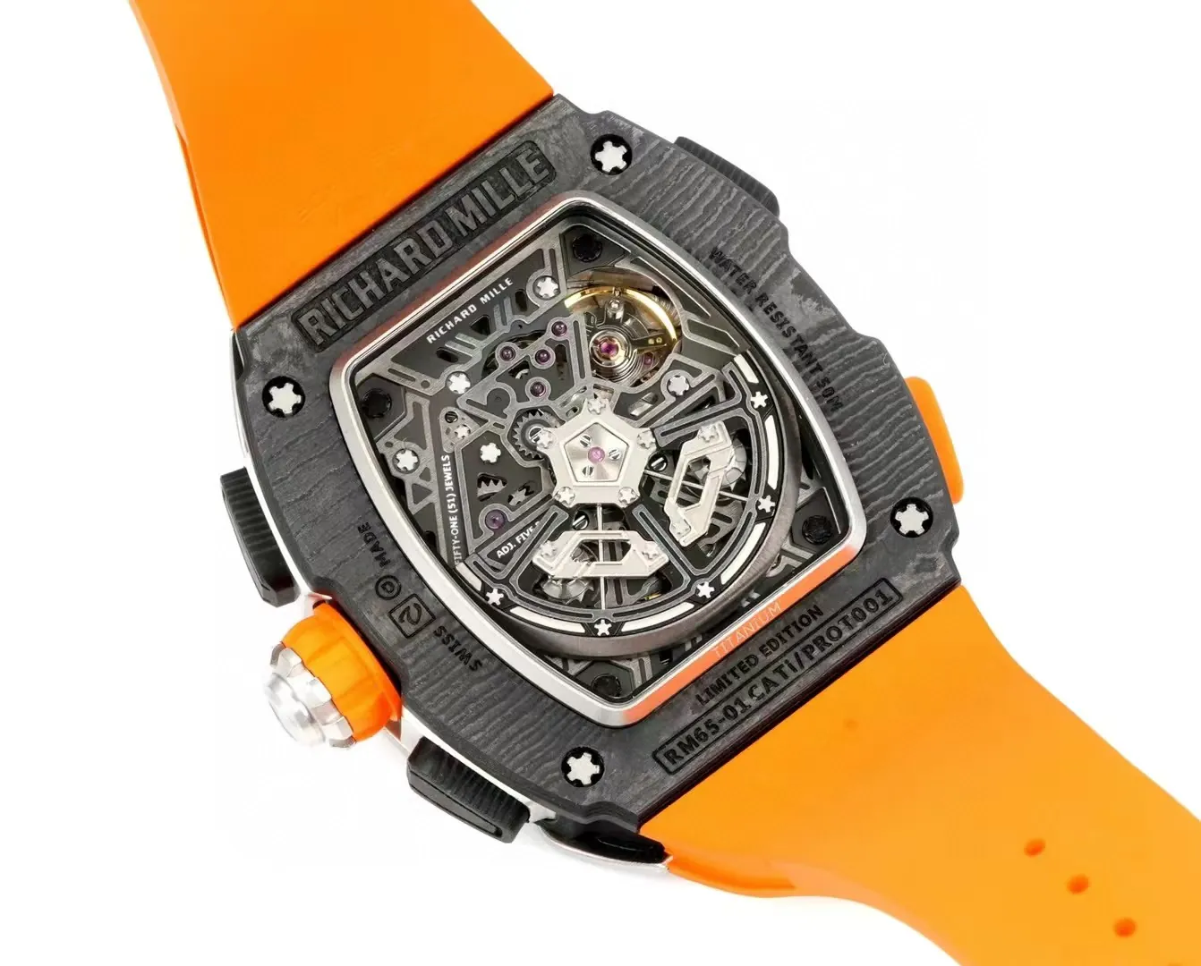 Replica Richard Mille RM 65-01 McLaren W1 Automatic Chronograph Super Clone Watch – Orange - Back View