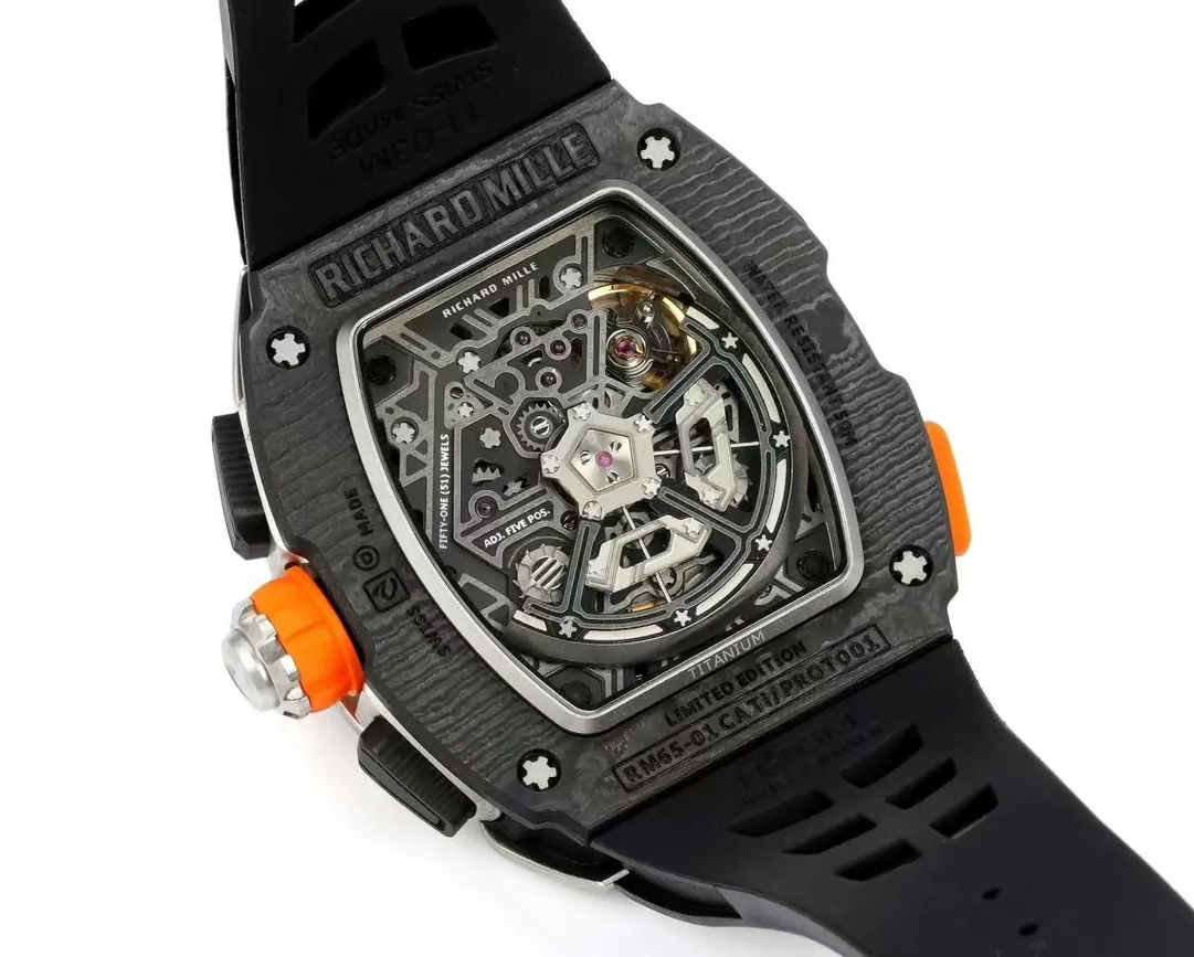 Replica Richard Mille RM 65-01 McLaren W1 Carbon TPT Automatic Chronograph Watch - Back View
