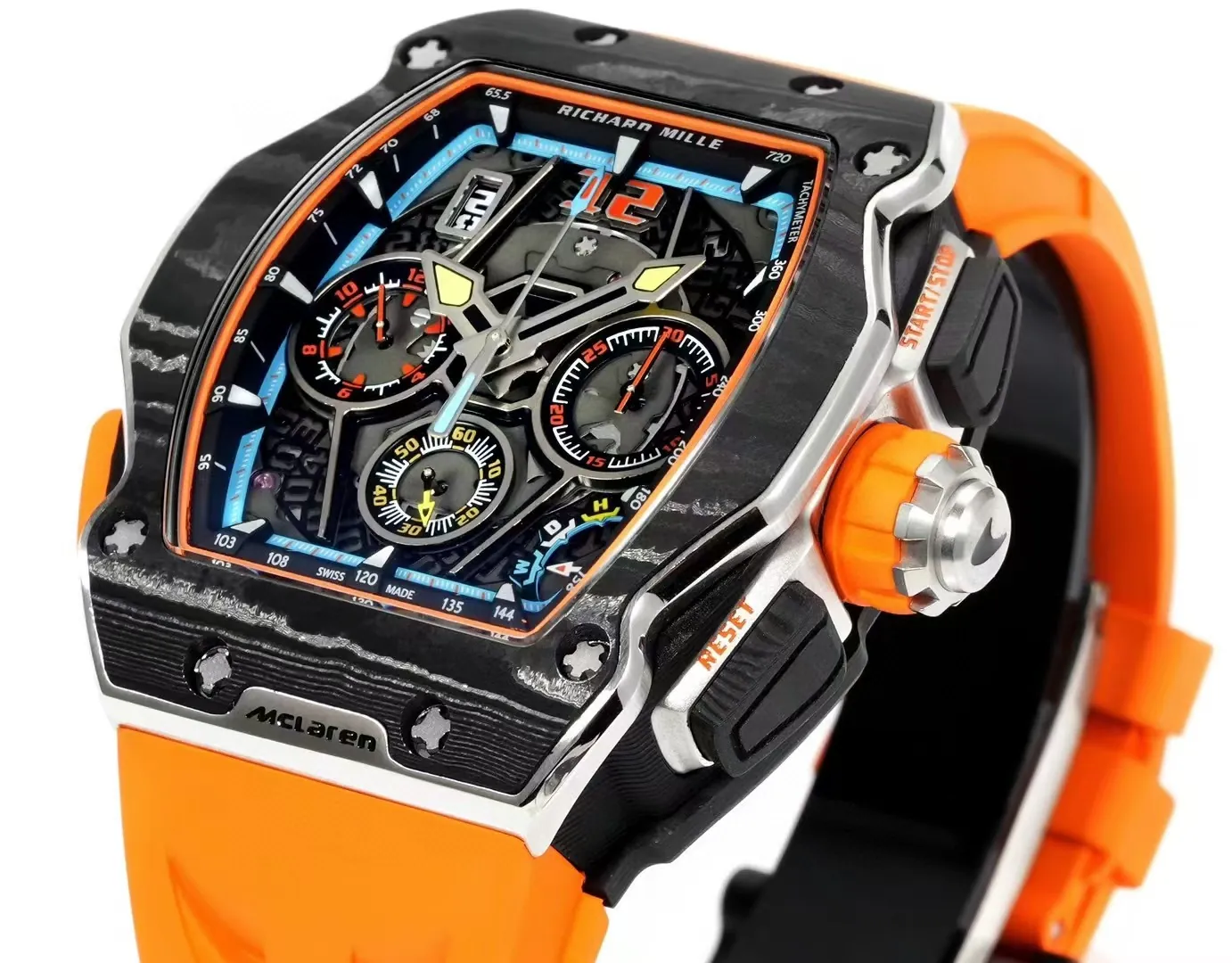 Replica Richard Mille RM 65-01 McLaren W1 Automatic Chronograph Super Clone Watch – Orange - Dial Detail 4