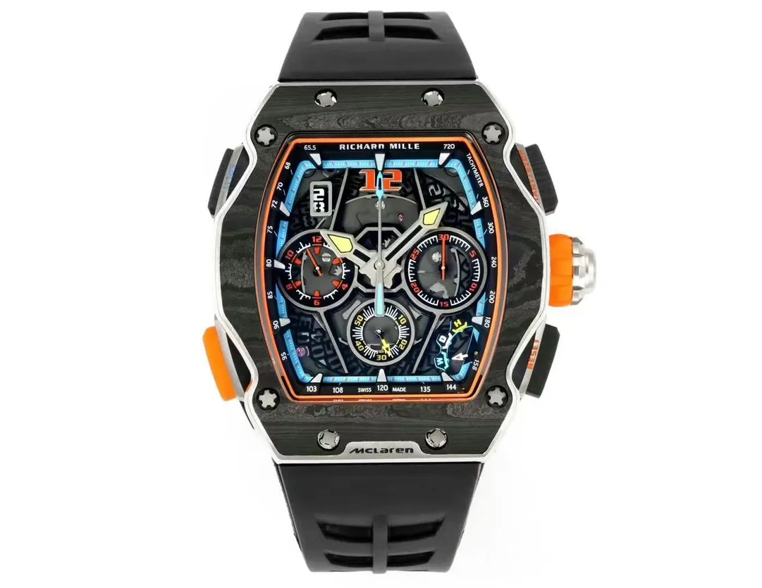 Replica Richard Mille RM 65-01 McLaren W1 Carbon TPT Automatic Chronograph Watch - Front View