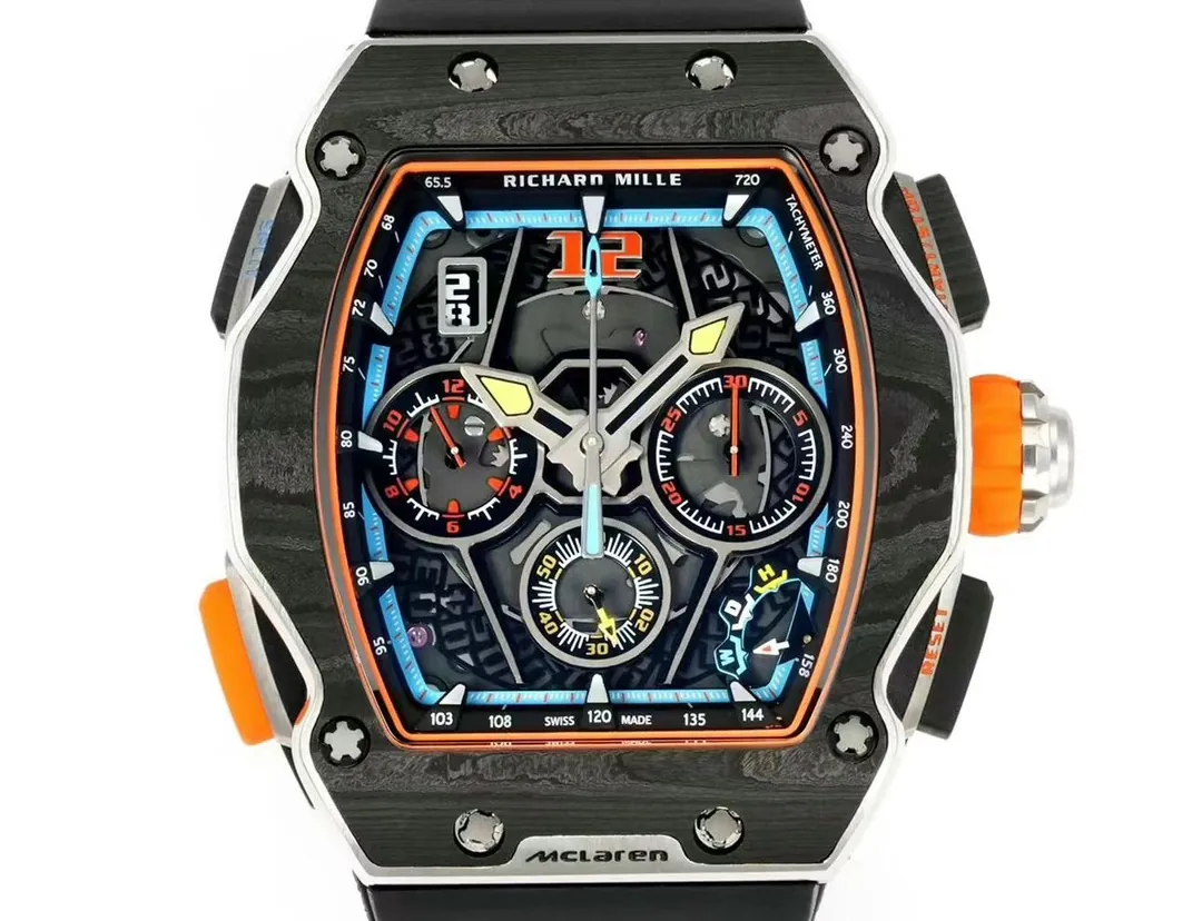 Replica Richard Mille RM 65-01 McLaren W1 Carbon TPT Automatic Chronograph Watch - Dial Detail 1