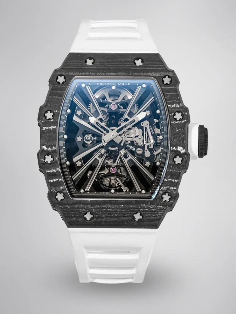 Replica Richard Mille RM 12-01 Black NTPT Carbon Fiber Tourbillon Watch - Main Image