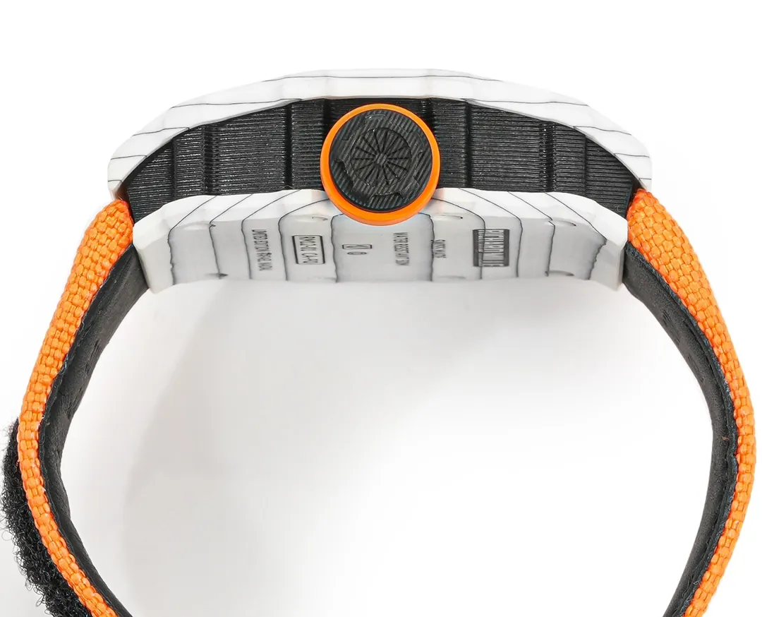 Richard Mille RM 12-01 Tourbillon Super Clone - White Carbon Fiber Orange Strap - Right Side