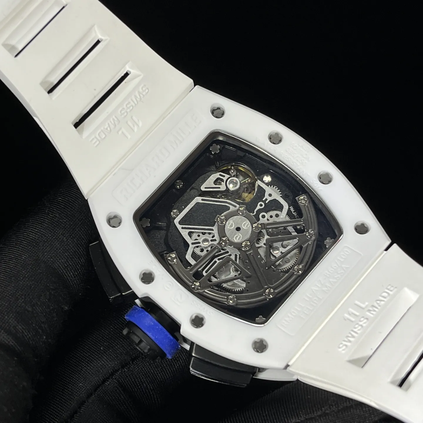 Replica Richard Mille RM 11-02 White Ceramic 7750 Movement Chronograph Super Clone - Back View
