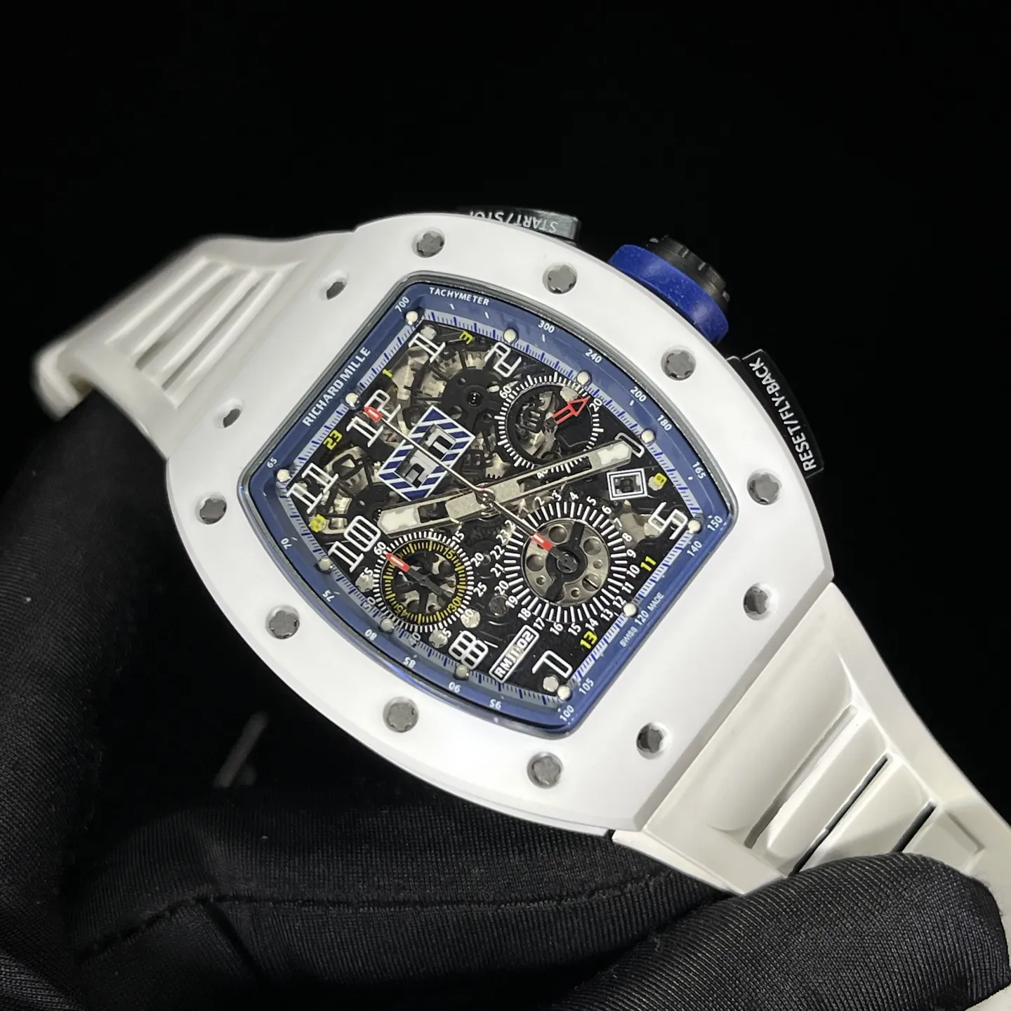 Replica Richard Mille RM 11-02 White Ceramic 7750 Movement Chronograph Super Clone - Dial Detail 2