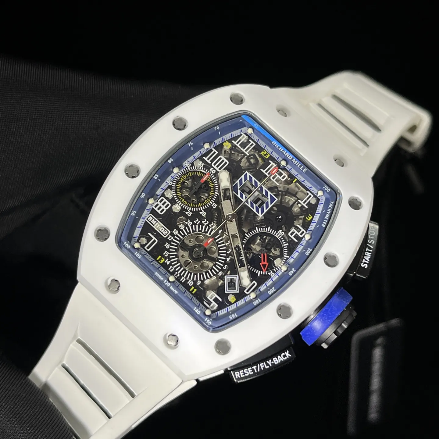 Replica Richard Mille RM 11-02 White Ceramic 7750 Movement Chronograph Super Clone - Dial Detail 4