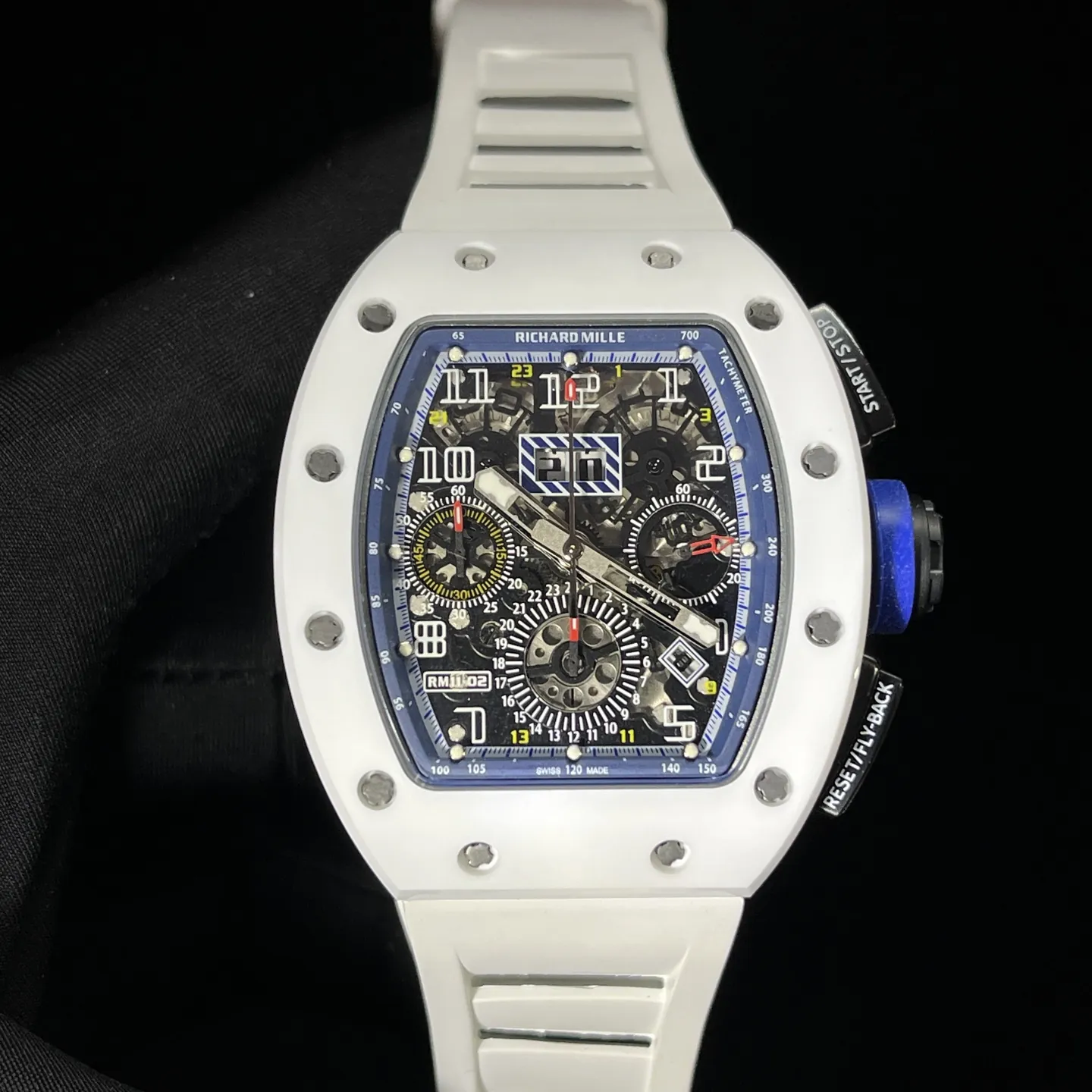 Replica Richard Mille RM 11-02 White Ceramic 7750 Movement Chronograph Super Clone - Front View