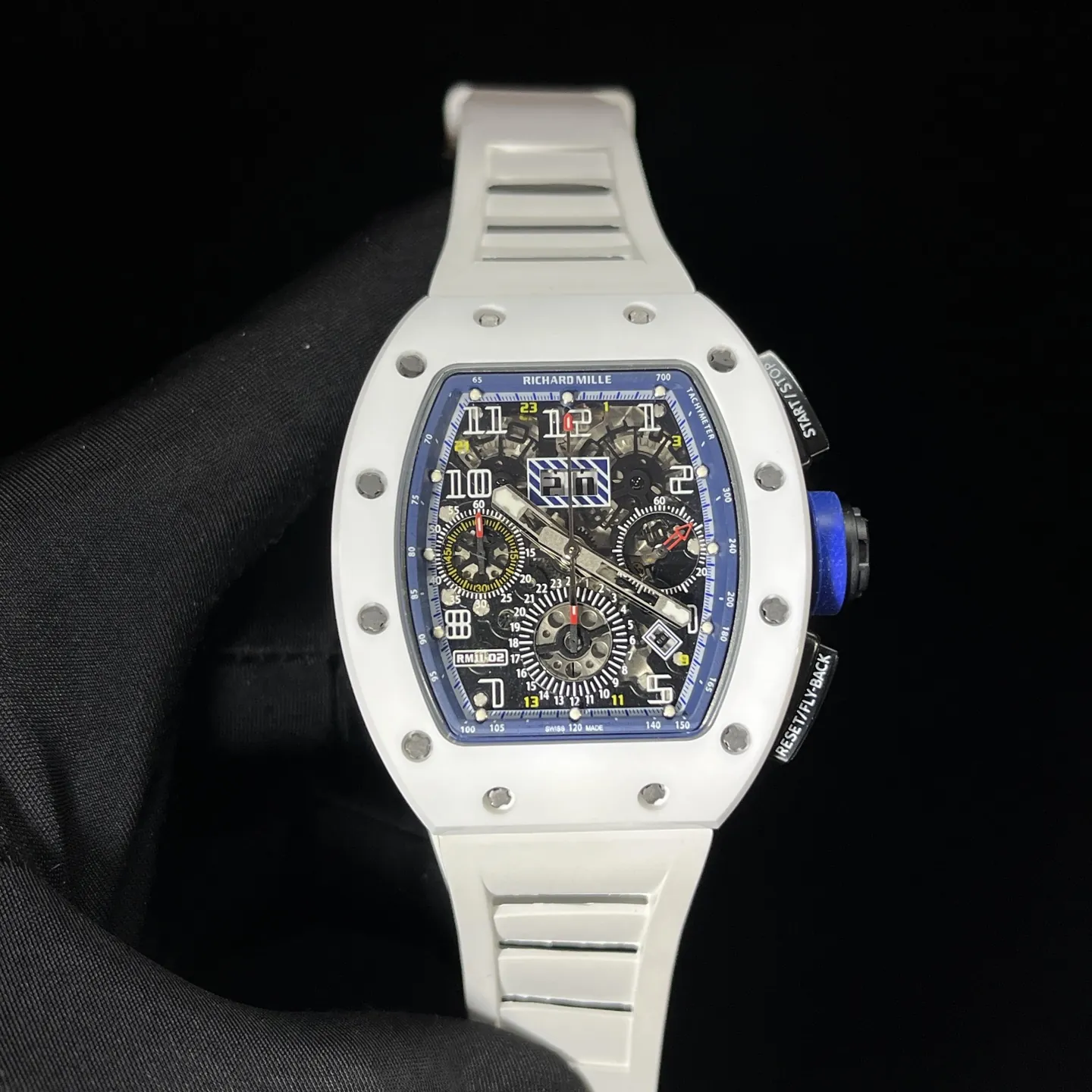 Replica Richard Mille RM 11-02 White Ceramic 7750 Movement Chronograph Super Clone - Dial Detail 1